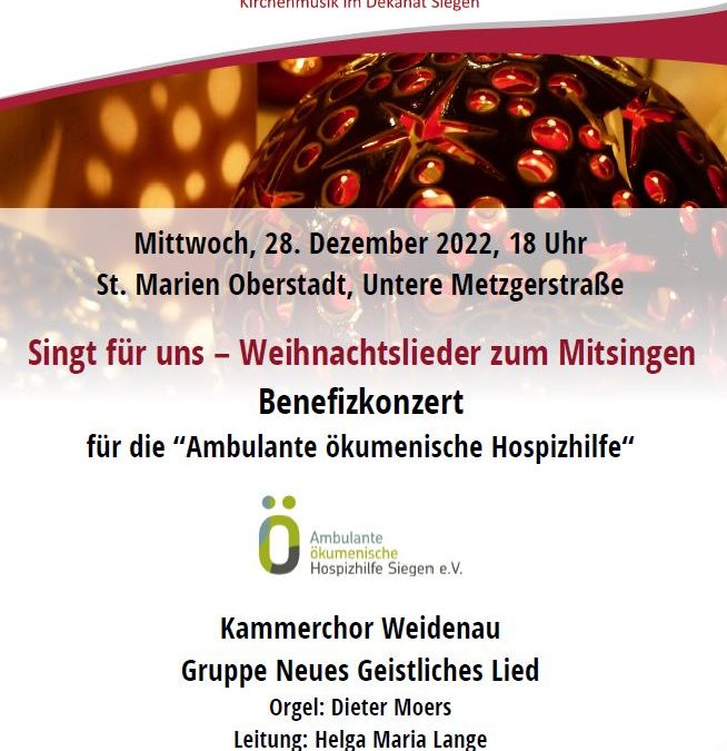 Bene­fiz­kon­zert für die Sie­ge­ner Hos­piz­hil­fe in St. Marien Oberstadt