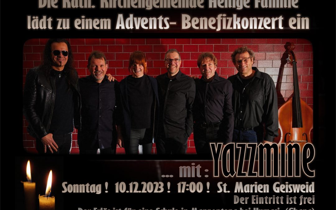 Kon­zert mit der Grup­pe Yazz­mi­ne am 10. Dezem­ber um 17 Uhr in St. Marien Geisweid